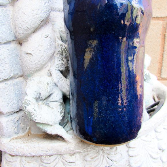 Wabi Sabi Style Artisan Ceramic Vase Pottery Flower Vase Tall/ Cobalt Blue - Picture 8 of 10